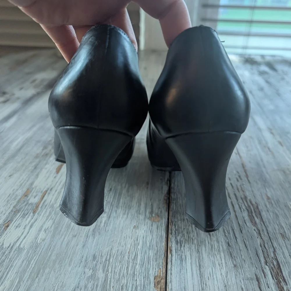 Vintage Stuart Weitzman for Browns Black Leather Lace-Up Pumps Women's 8 - Picture 4 of 7